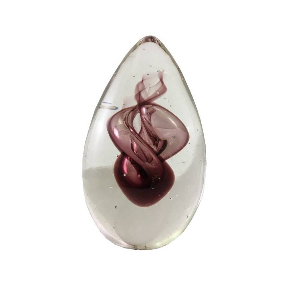 Presse papier sulfure "Flammes" en verre mauve 9.5 x 7 cm Chemin de campagne - Imagen 1