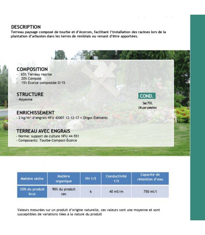 Substrat Flori Plantat. MYCOR100 70L enrichi en engrais, pour plantations et rétention d'eau - Florivert NEG01618 - Image 2