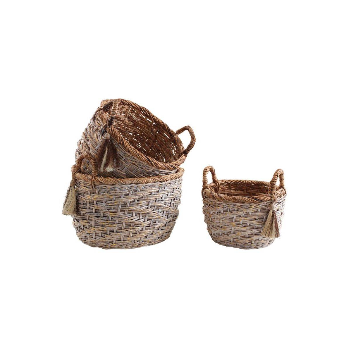 Aubry Gaspard - Corbeilles de rangement rondes en bananier (Lot de 3) - Imagen 1