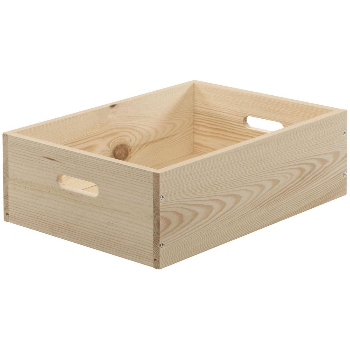 Jardindeco - Caisse en bois brut de rangement 40 x 30 x 8 cm  JardinDeco Iksd - Imagen 1
