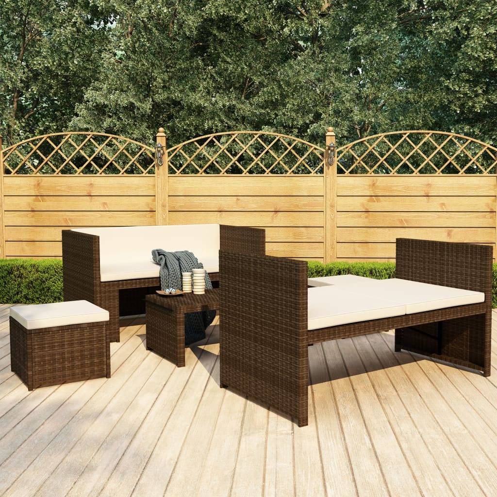 Vidaxl - Salon de jardin 5 pcs avec coussins Résine tressée Marron vidaXL 48133 - Imagen 1