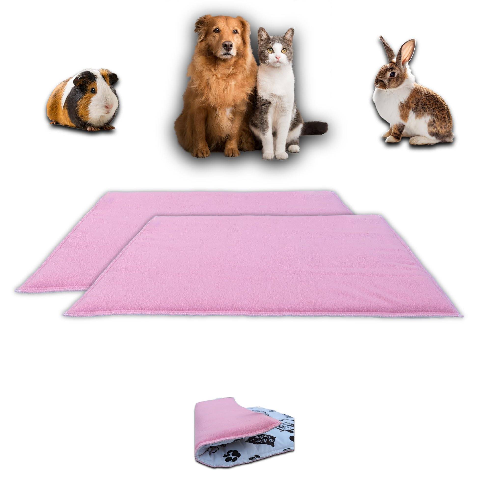 Lot de 2 - Tapis pour Cochon d'inde et Lapin en Polaire 60 x 50 cm  - Polaire Absorbant, Lavable en Machine, Economique - Neo Solvo - Image 1