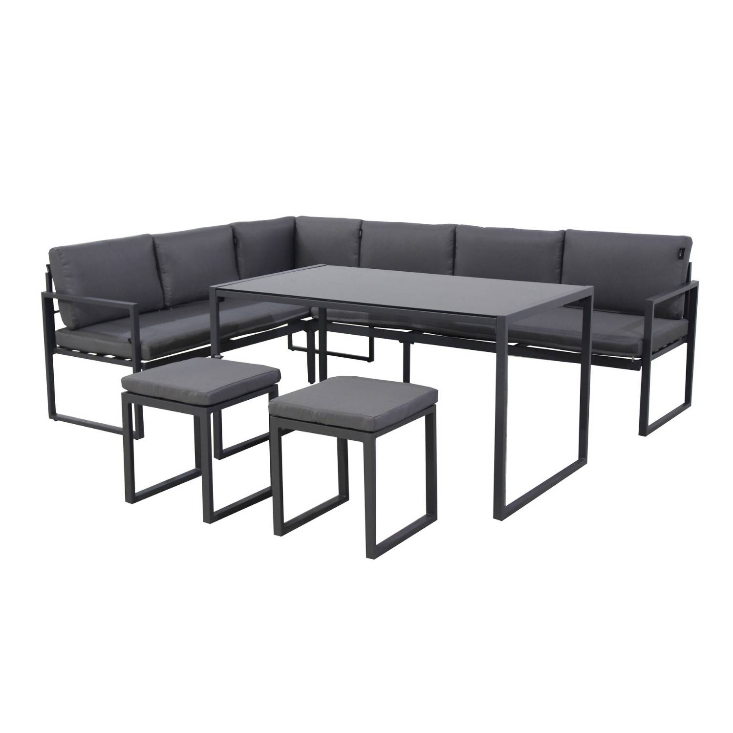 Autre - Salon de jardin en acier 8 personnes d'angle design - Gris Anthracite - ROMY - Imagen 1