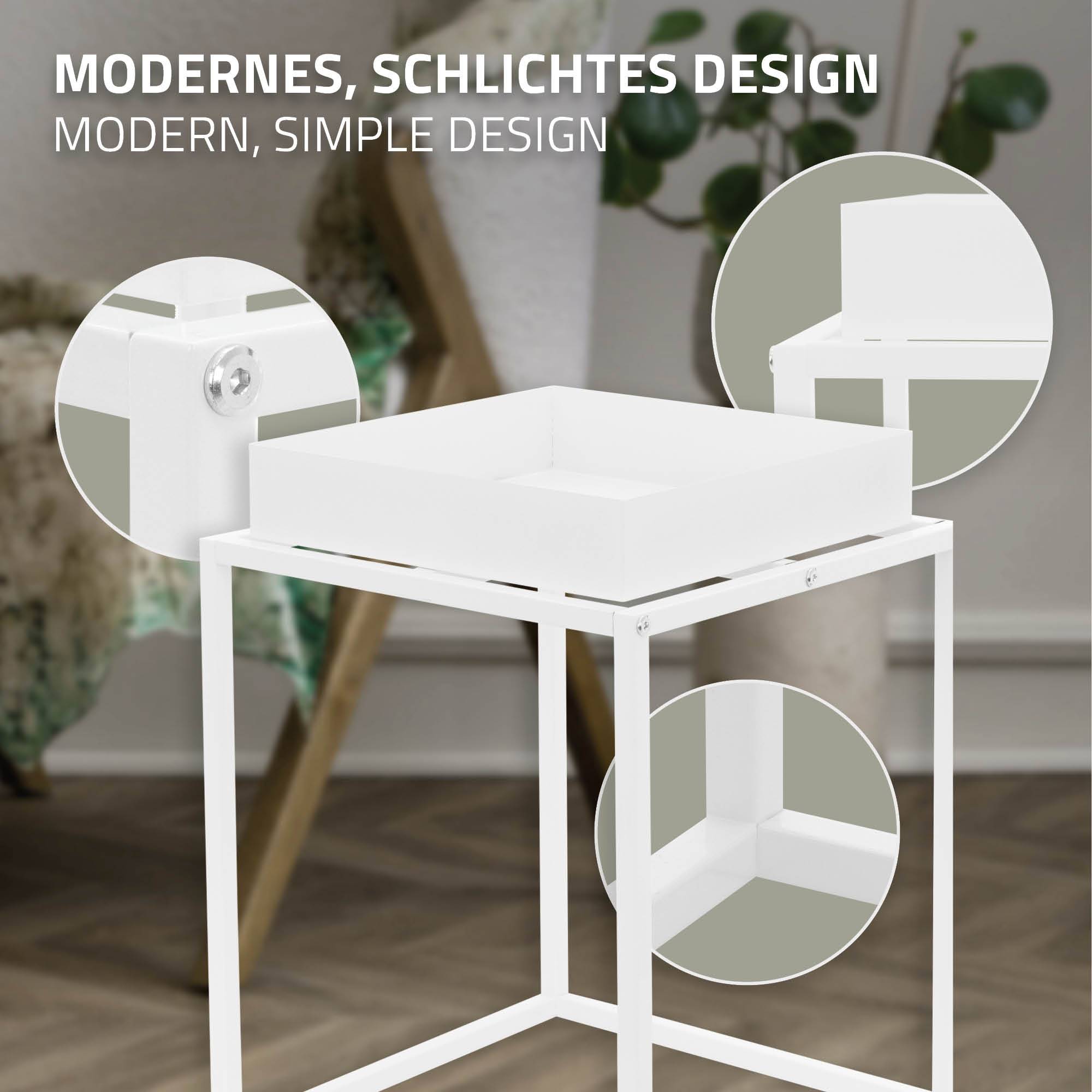 3x Supports de plantes/fleurs métal blanc porte-fleurs stable avec bac 35x46 cm - Image 3