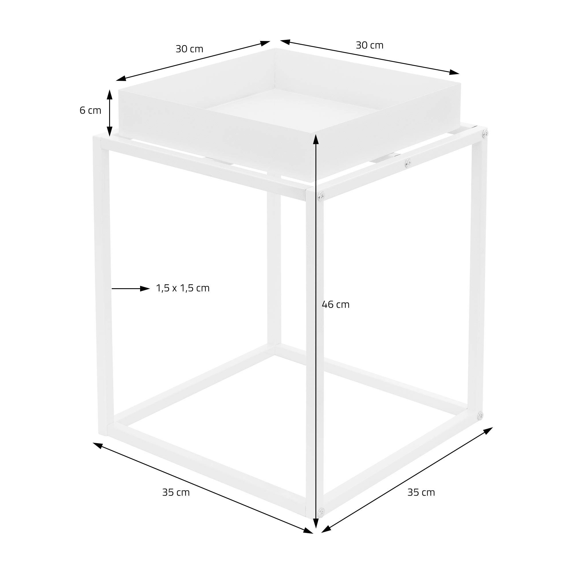 3x Supports de plantes/fleurs métal blanc porte-fleurs stable avec bac 35x46 cm - Image 5
