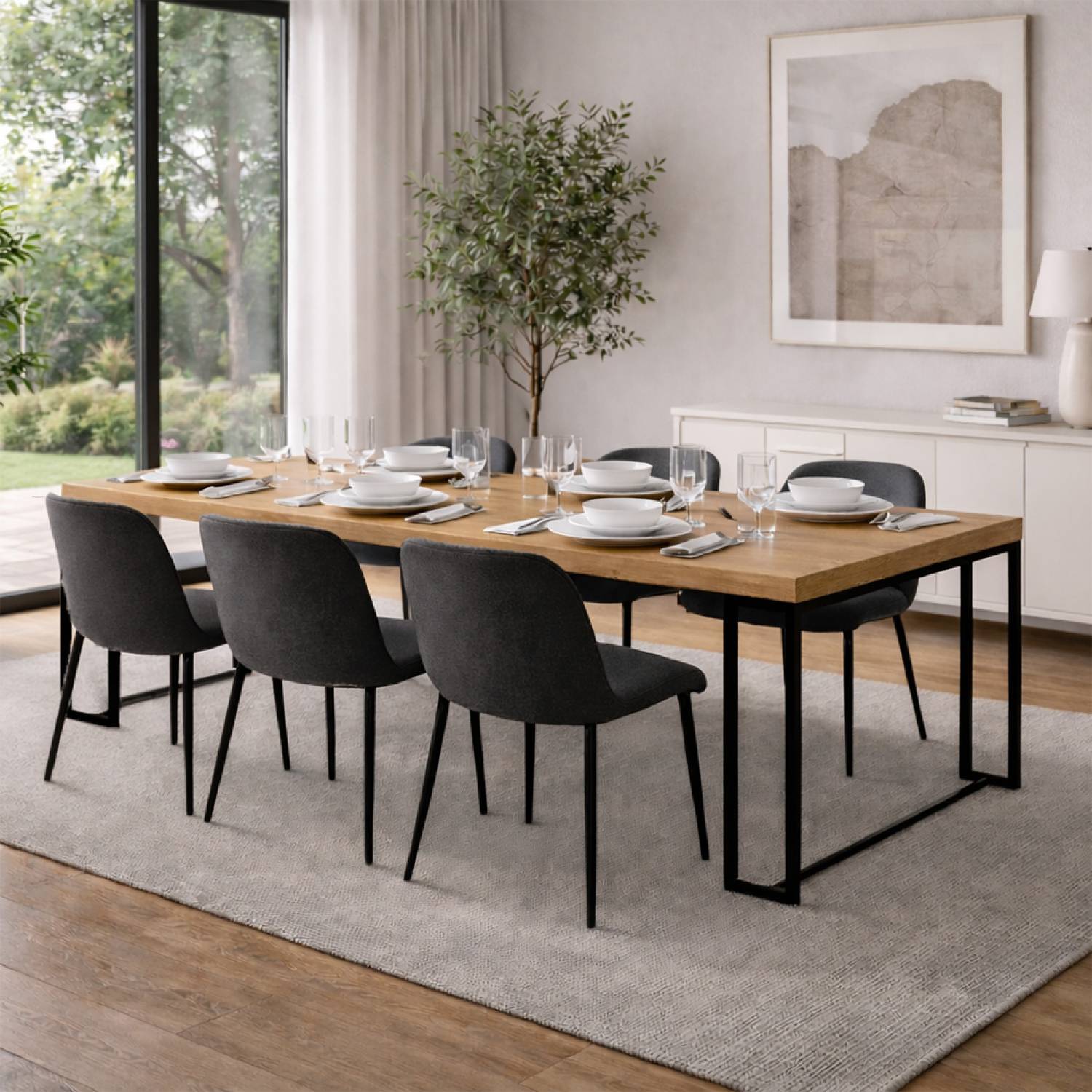 Table extensible 10-12 personnes effet bois 300cm KAMA - Image 3