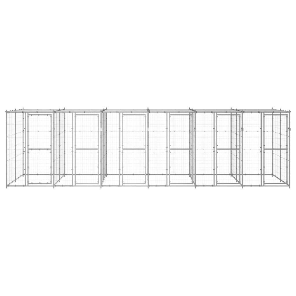 Helloshop26 - Chenil extérieur cage enclos parc animaux chien extérieur acier galvanisé avec toit 14,52 m² - Imagen 3