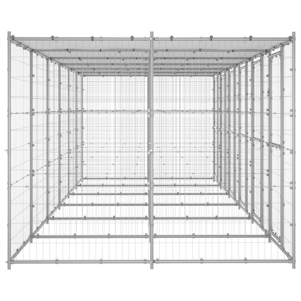 Helloshop26 - Chenil extérieur cage enclos parc animaux chien extérieur acier galvanisé avec toit 14,52 m² - Imagen 4
