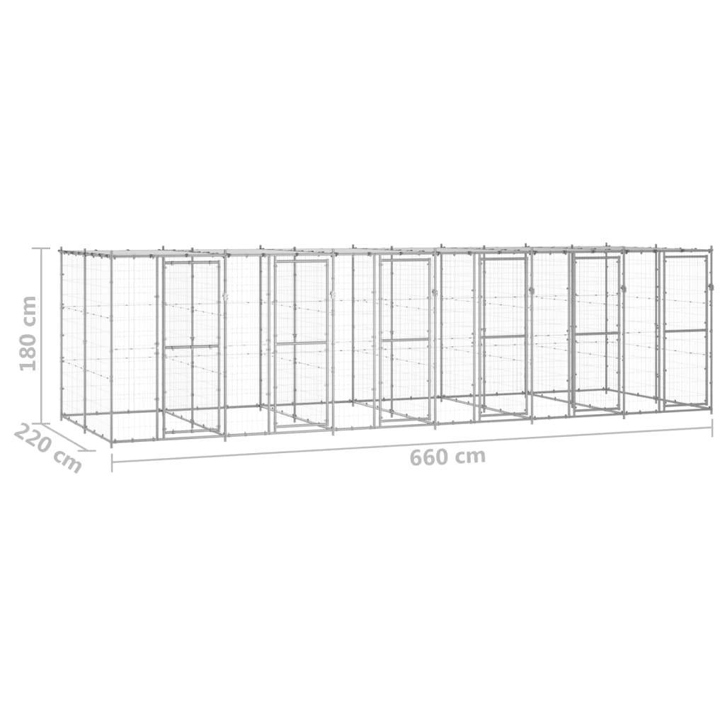 Helloshop26 - Chenil extérieur cage enclos parc animaux chien extérieur acier galvanisé avec toit 14,52 m² - Imagen 2
