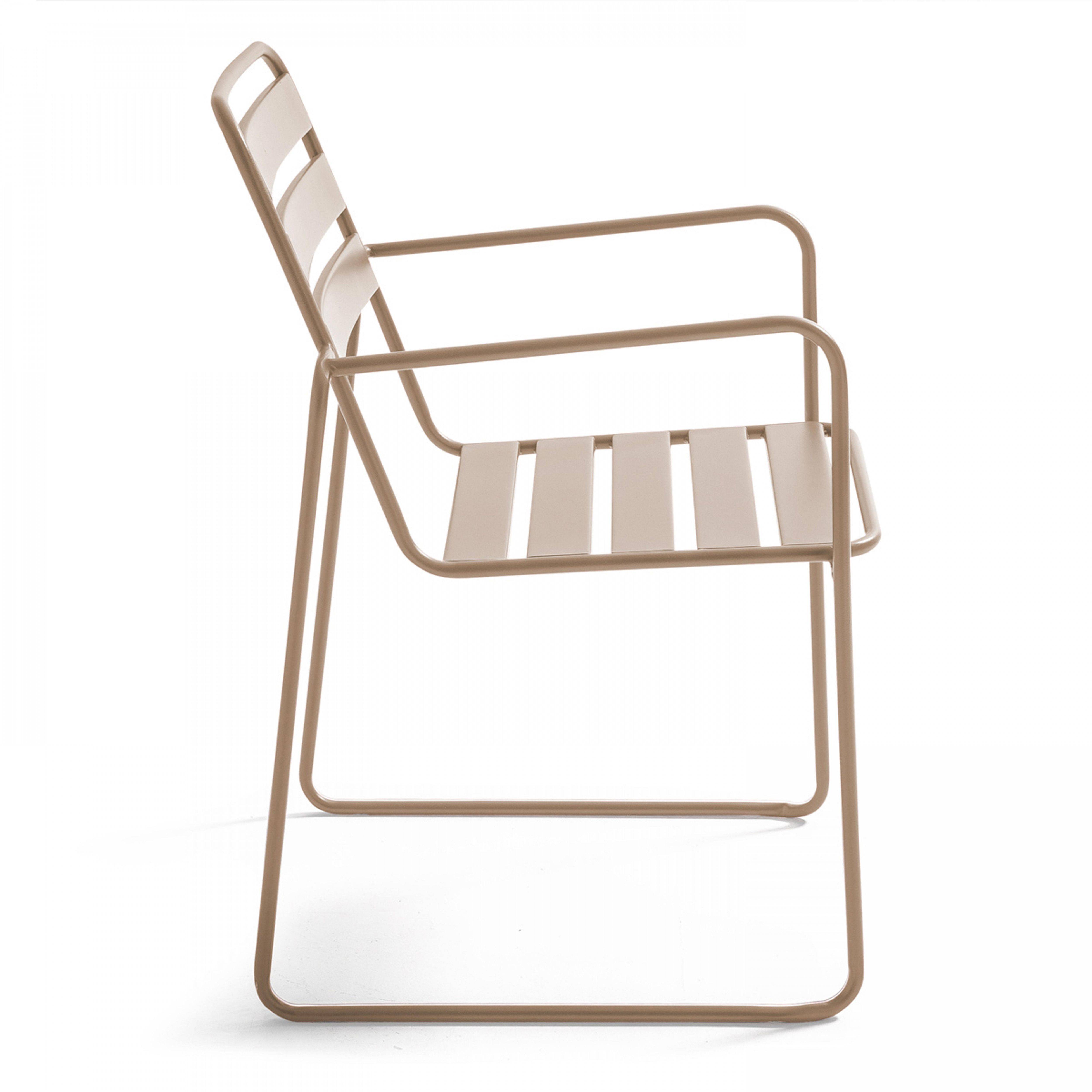 Oviala - Fauteuil de jardin en acier taupe Touquet - Oviala - Imagen 3