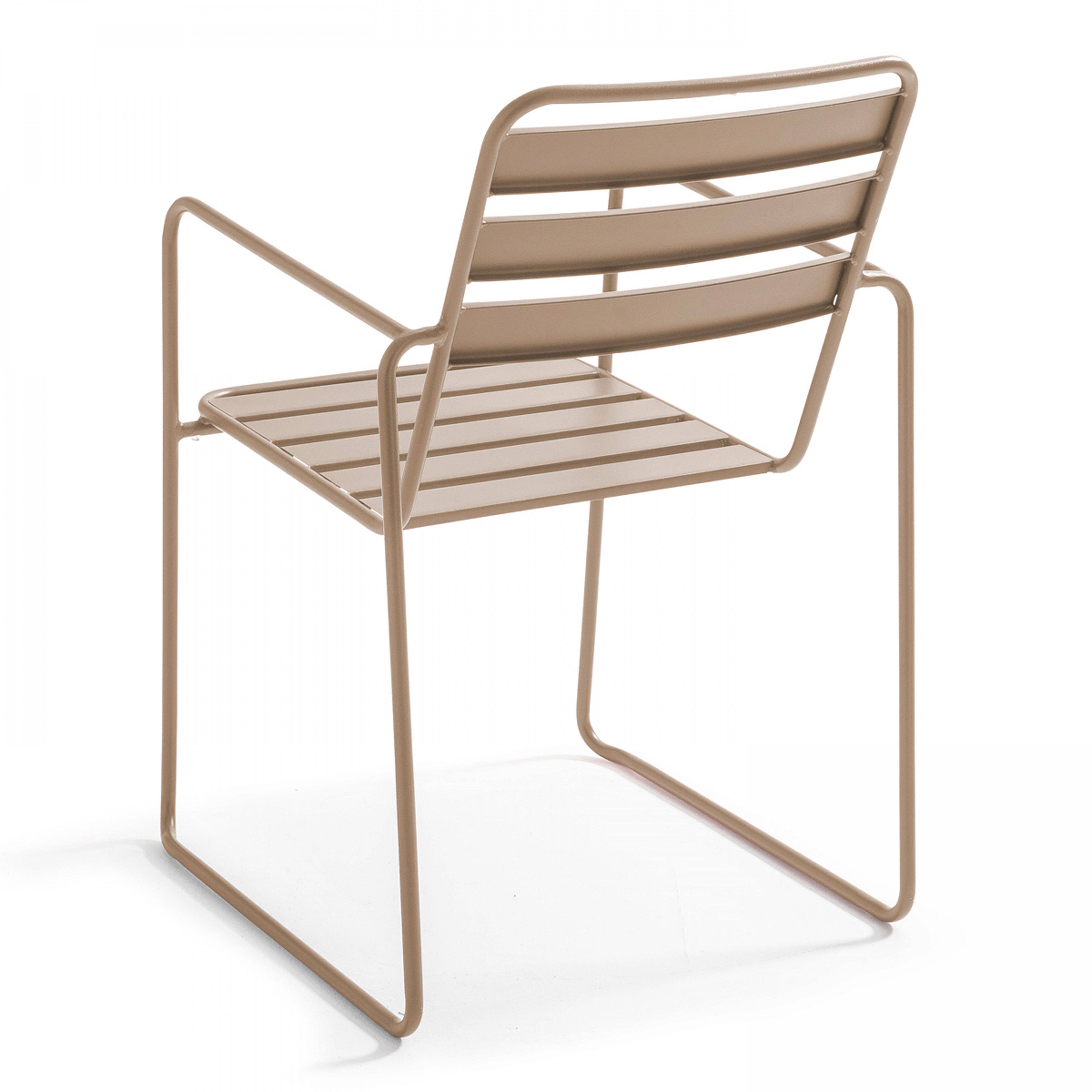 Oviala - Fauteuil de jardin en acier taupe Touquet - Oviala - Imagen 2
