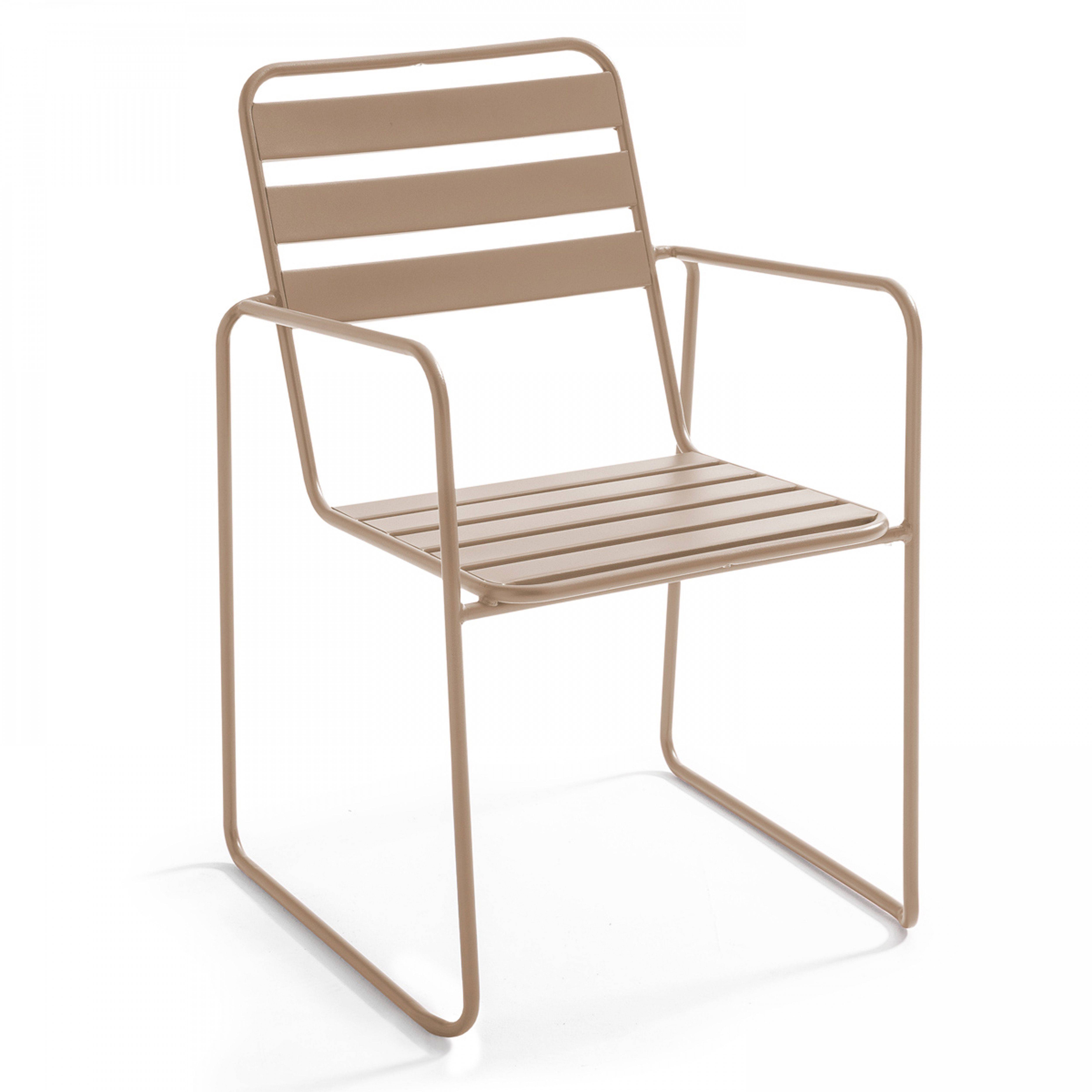Oviala - Fauteuil de jardin en acier taupe Touquet - Oviala - Imagen 1