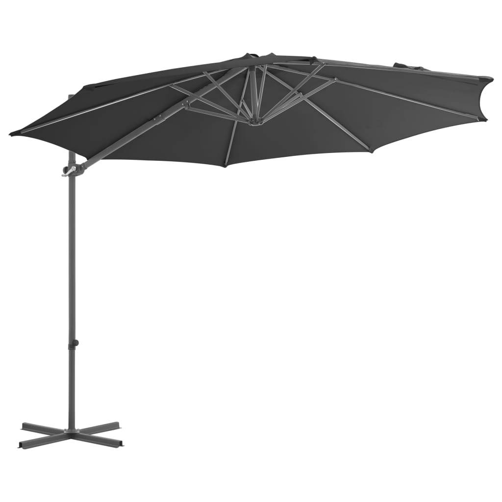 Helloshop26 - Parasol meuble de jardin en porte-à-faux avec mât en acier anthracite 300 cm - Imagen 2