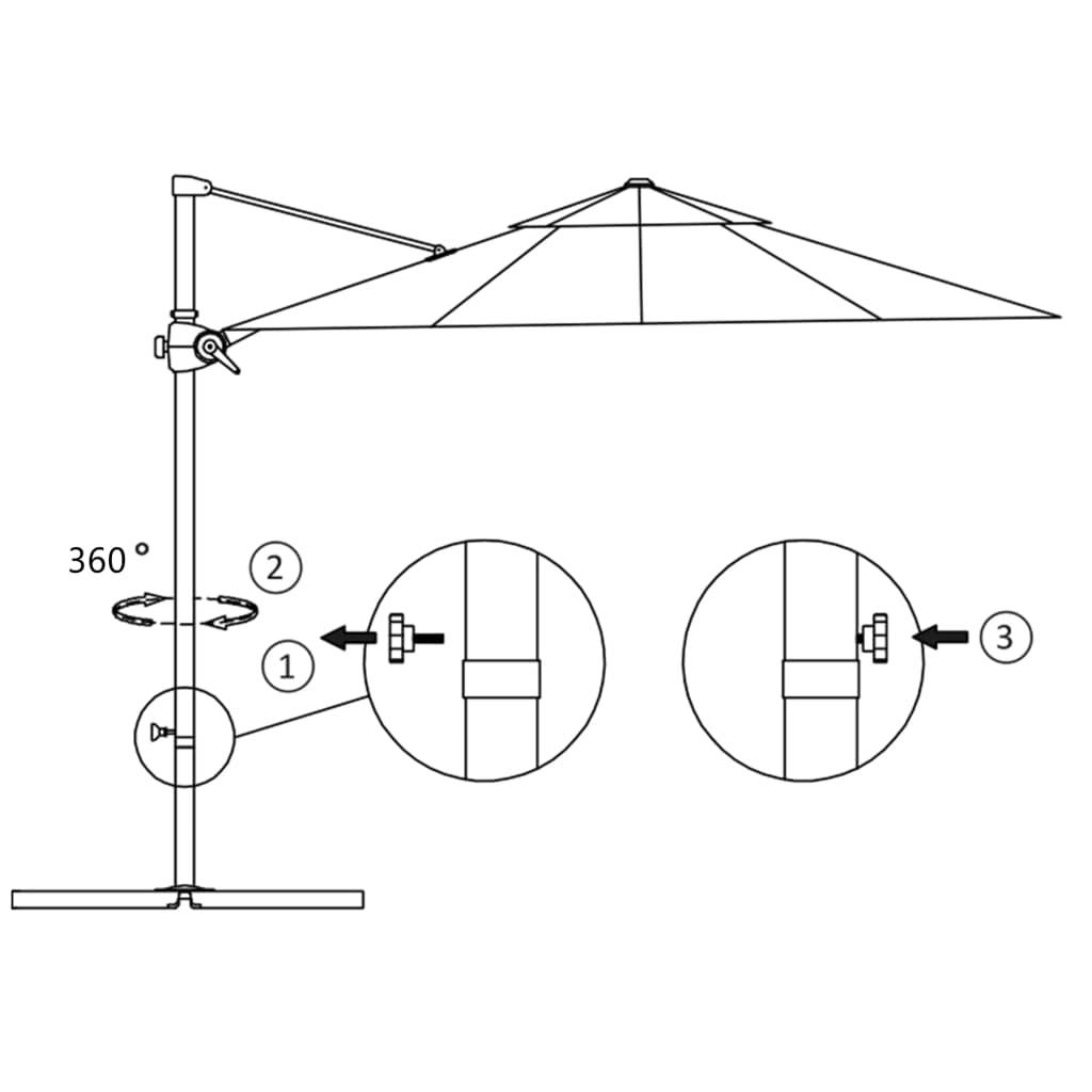 Helloshop26 - Parasol meuble de jardin en porte-à-faux avec mât en acier anthracite 300 cm - Imagen 7