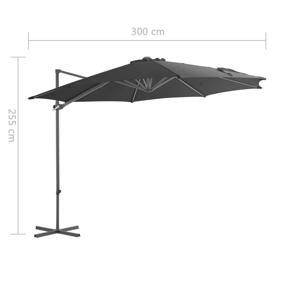 Helloshop26 - Parasol meuble de jardin en porte-à-faux avec mât en acier anthracite 300 cm - Imagen 8
