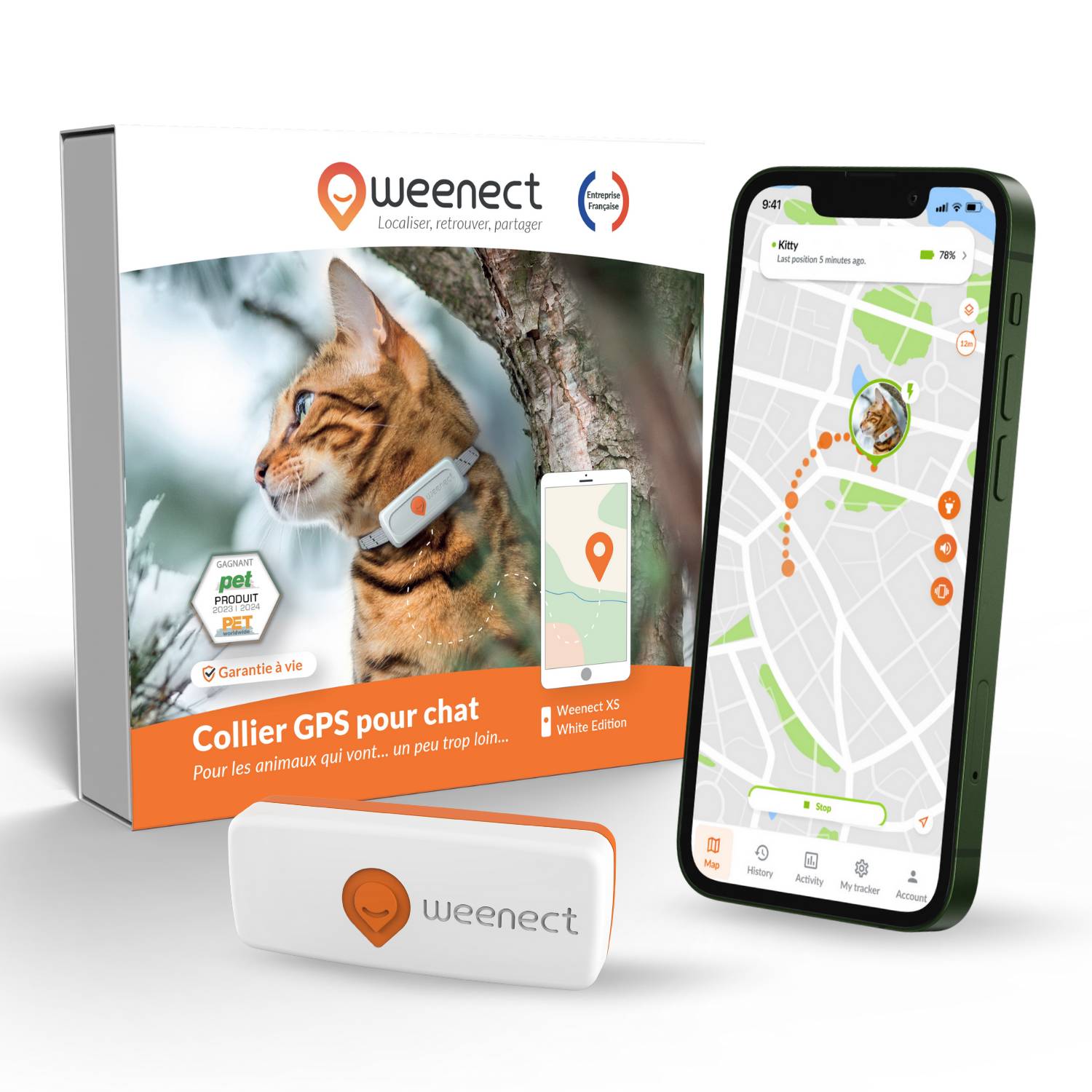 Weenect - Weenect XS - collier gps pour chat ( white edition)