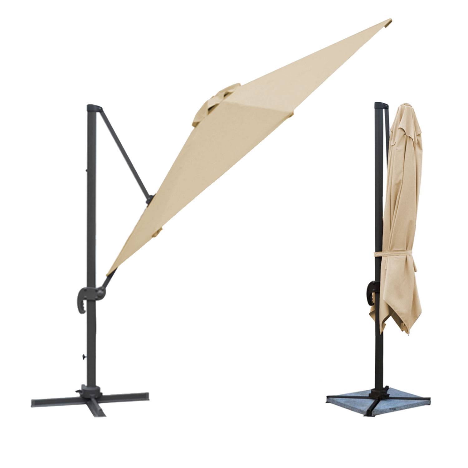 Happy Garden - Parasol déporté MOLOKAI carré 3x3m beige + housse - HAPPY GARDEN - Imagen 2