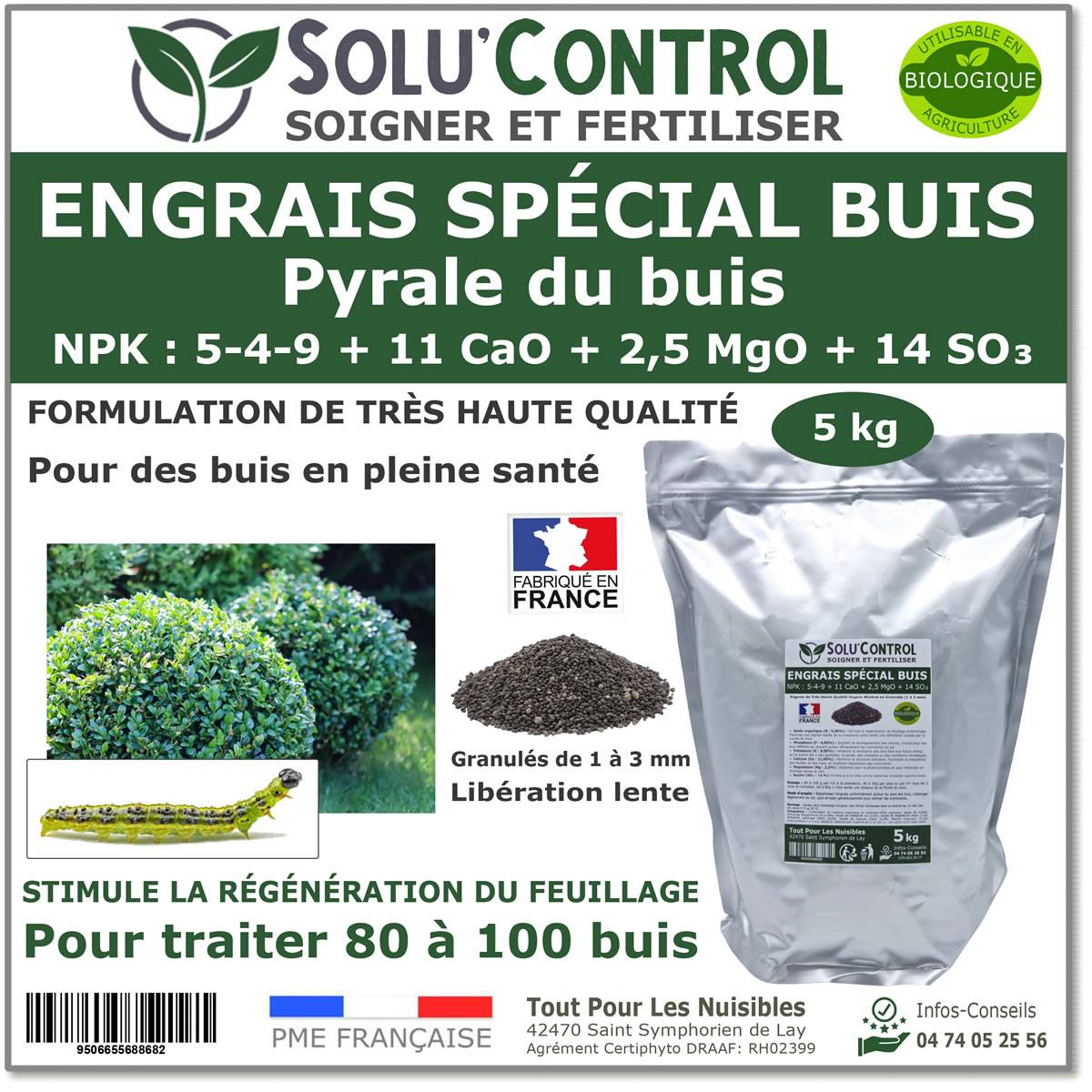 SOLU’CONTROL - Engrais Spécial Buis 5 kg - Formulation haute qualité Organo-Minérale - Image 1