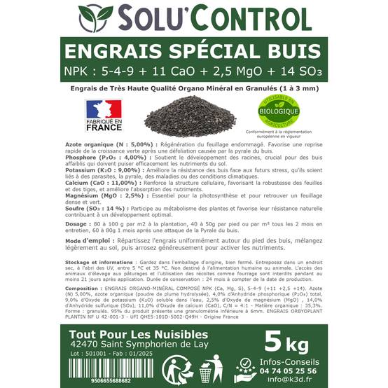SOLU’CONTROL - Engrais Spécial Buis 5 kg - Formulation haute qualité Organo-Minérale - Image 3