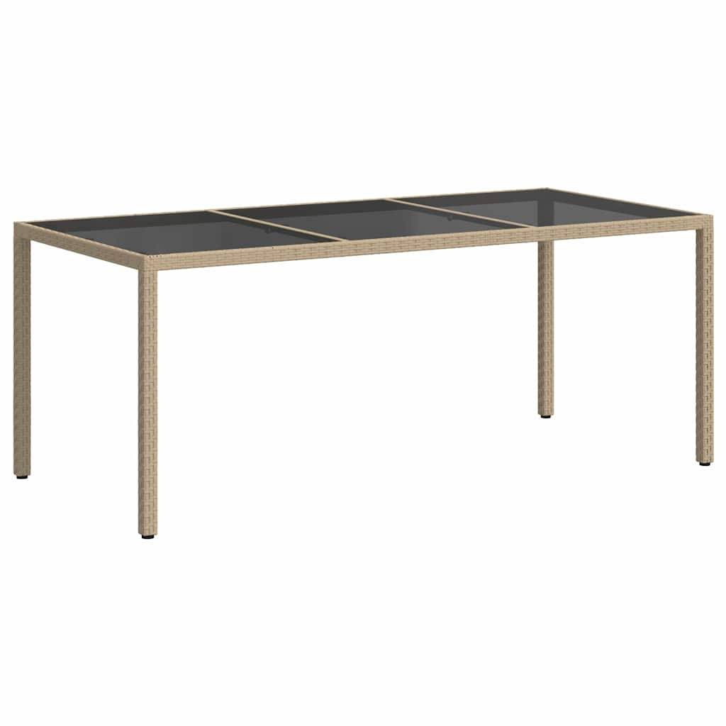Table de jardin résine tressée beige verre trempé 190 x 90 x 75 cm - PANGIVO - Image 5
