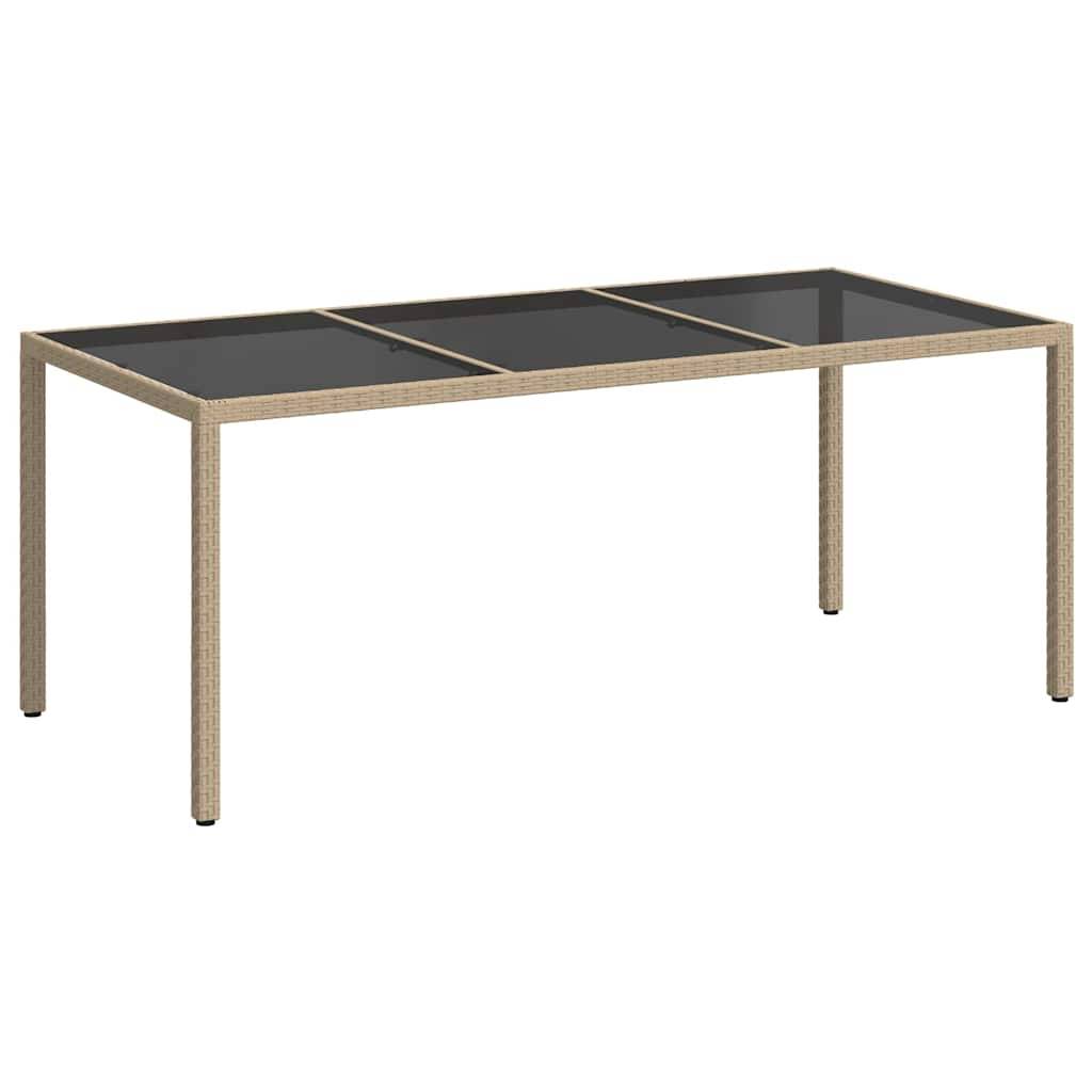Table de jardin résine tressée beige verre trempé 190 x 90 x 75 cm - PANGIVO - Image 2