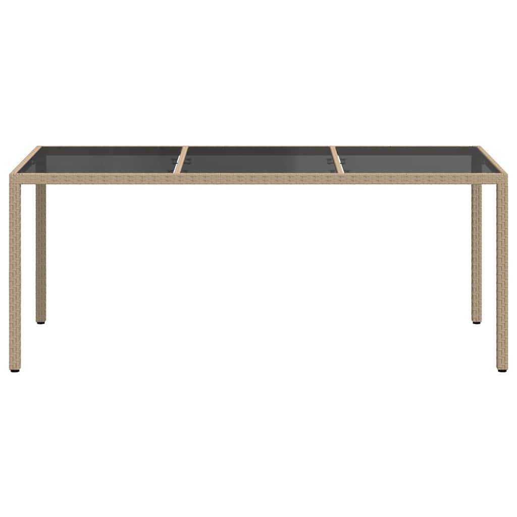 Table de jardin résine tressée beige verre trempé 190 x 90 x 75 cm - PANGIVO - Image 3