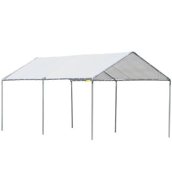 Carport auvent voiture acier galvanisé extérieur abri intempéries 6x3m blanc - ComfortXL Outdoor Living - Image 1