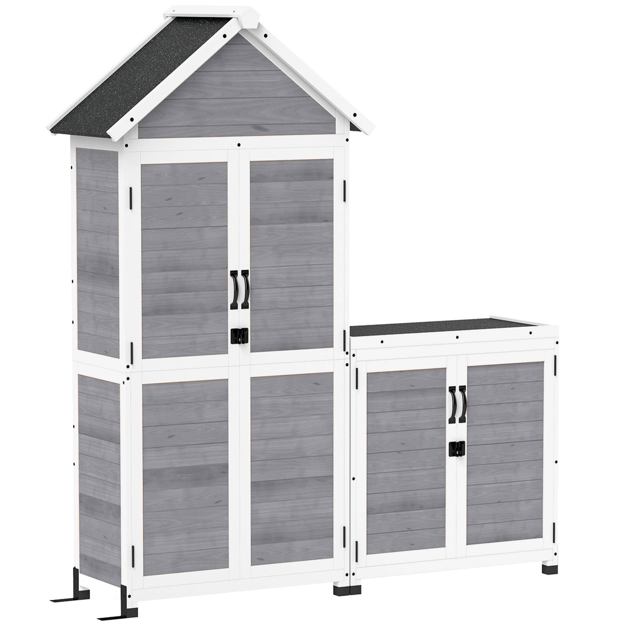 ComfortXL - Armoire de jardin sapin 89 x 51 x 182 cm gris clair rangement extérieur étagères réglables toit bitumé - Image 10