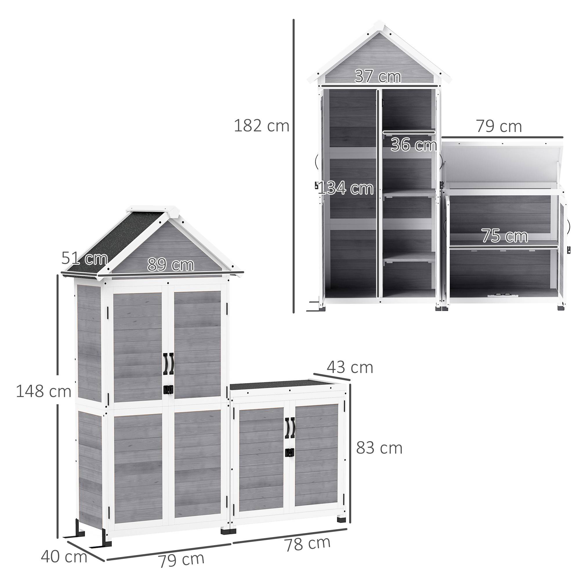 ComfortXL - Armoire de jardin sapin 89 x 51 x 182 cm gris clair rangement extérieur étagères réglables toit bitumé - Image 3