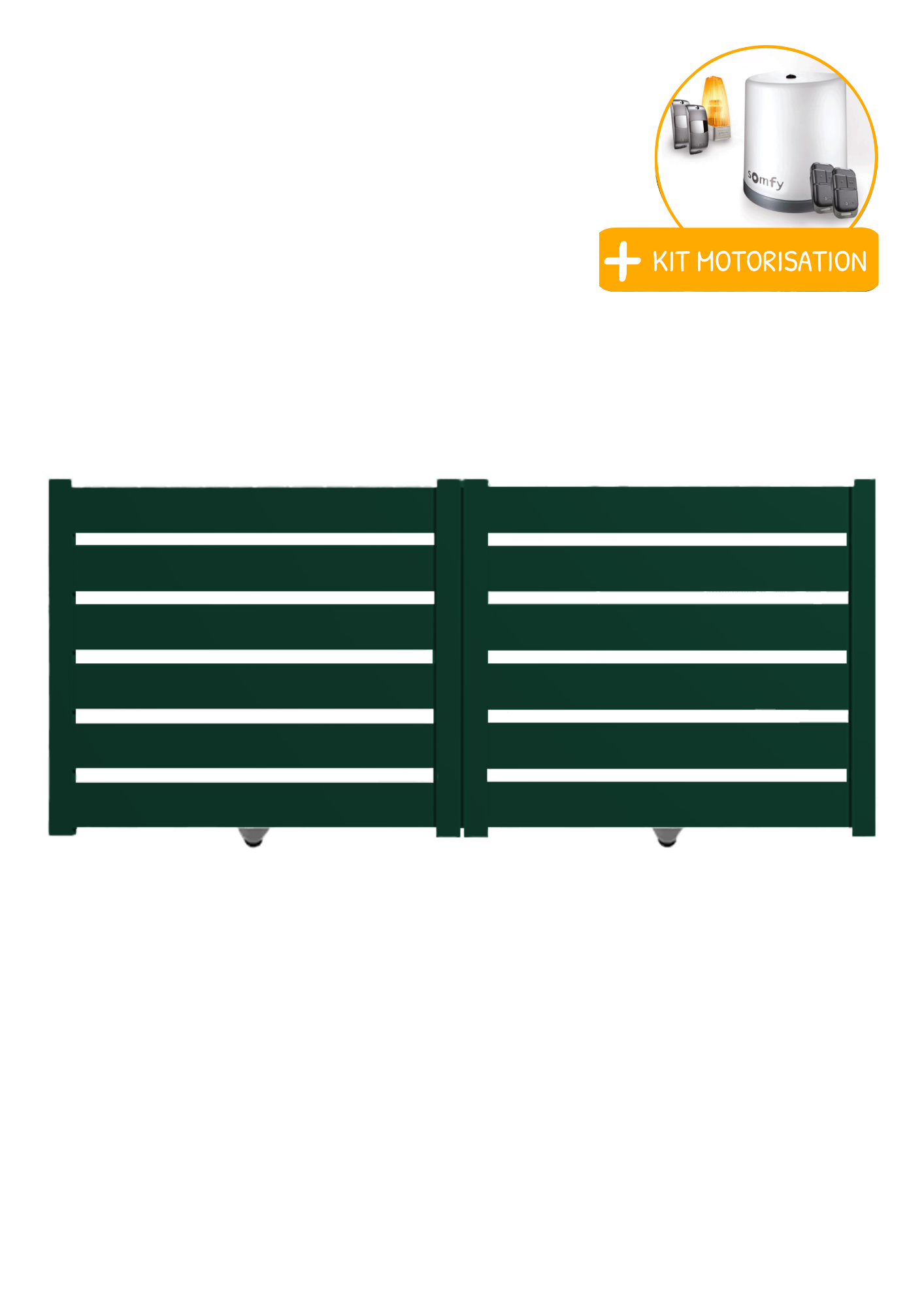 Portail Packit - Portail alu coulissant SAH en kit +MOT dim. L.3500 (entre piliers) X H.1500 mm  Vert (RAL 6005)