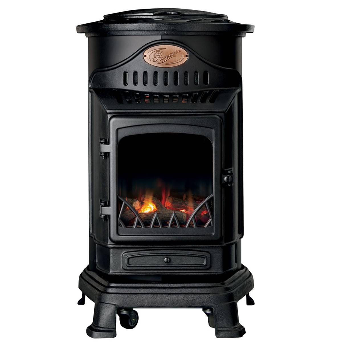 Universal - Poêle à gaz 3,4KW NOIR Fonte Véritable Effet feu de bois + Tuyau gaz + Détendeur butane Provence UNIVERSAL - Imagen 8