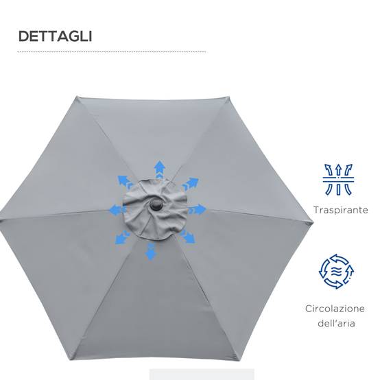 ComfortXL - Parasol inclinable extérieur métal pour jardin et patio ouverture manivelle Ø230 cm gris - ComfortXL Outdoor Living - Image 9