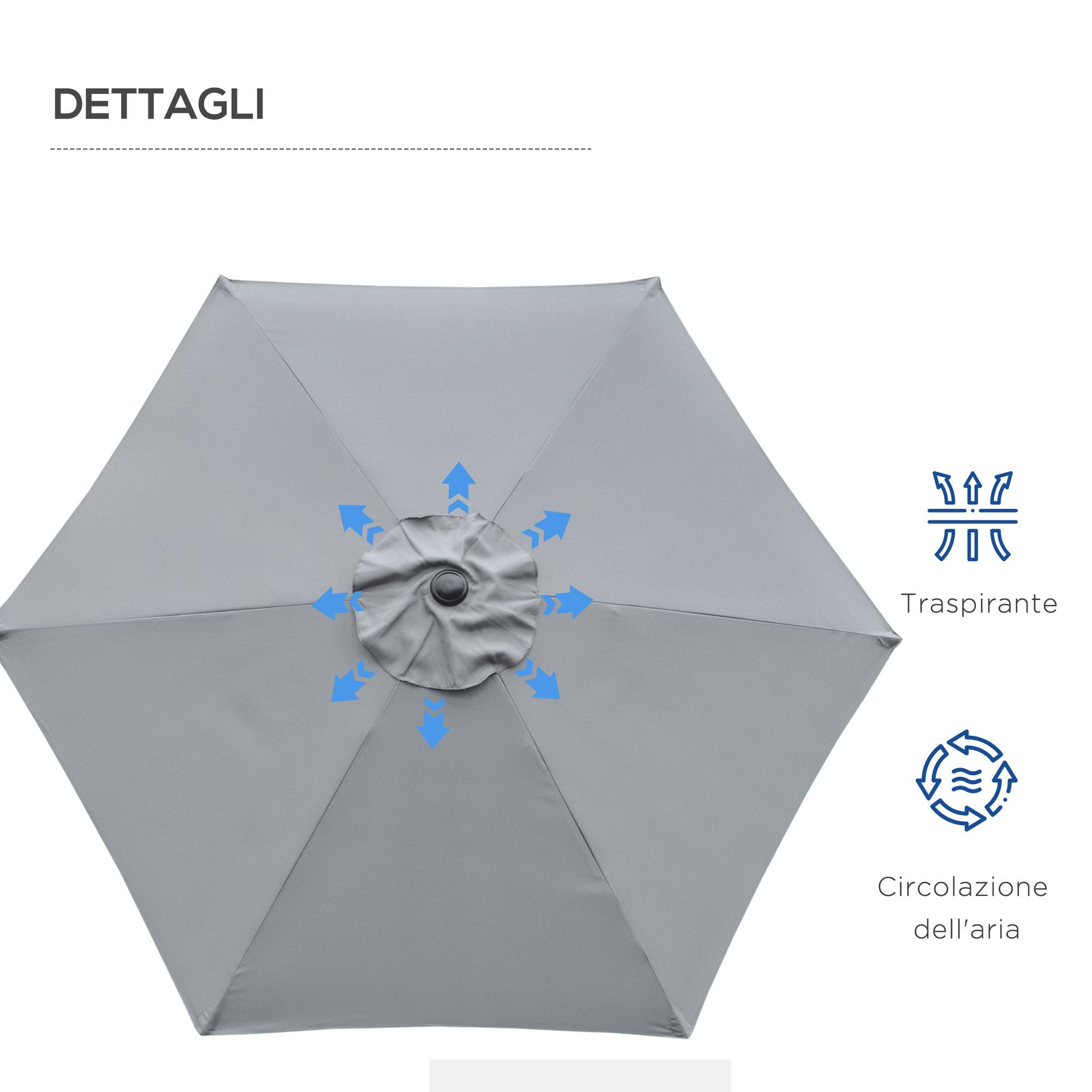 ComfortXL - Parasol inclinable extérieur métal pour jardin et patio ouverture manivelle Ø230 cm gris - ComfortXL Outdoor Living - Image 9
