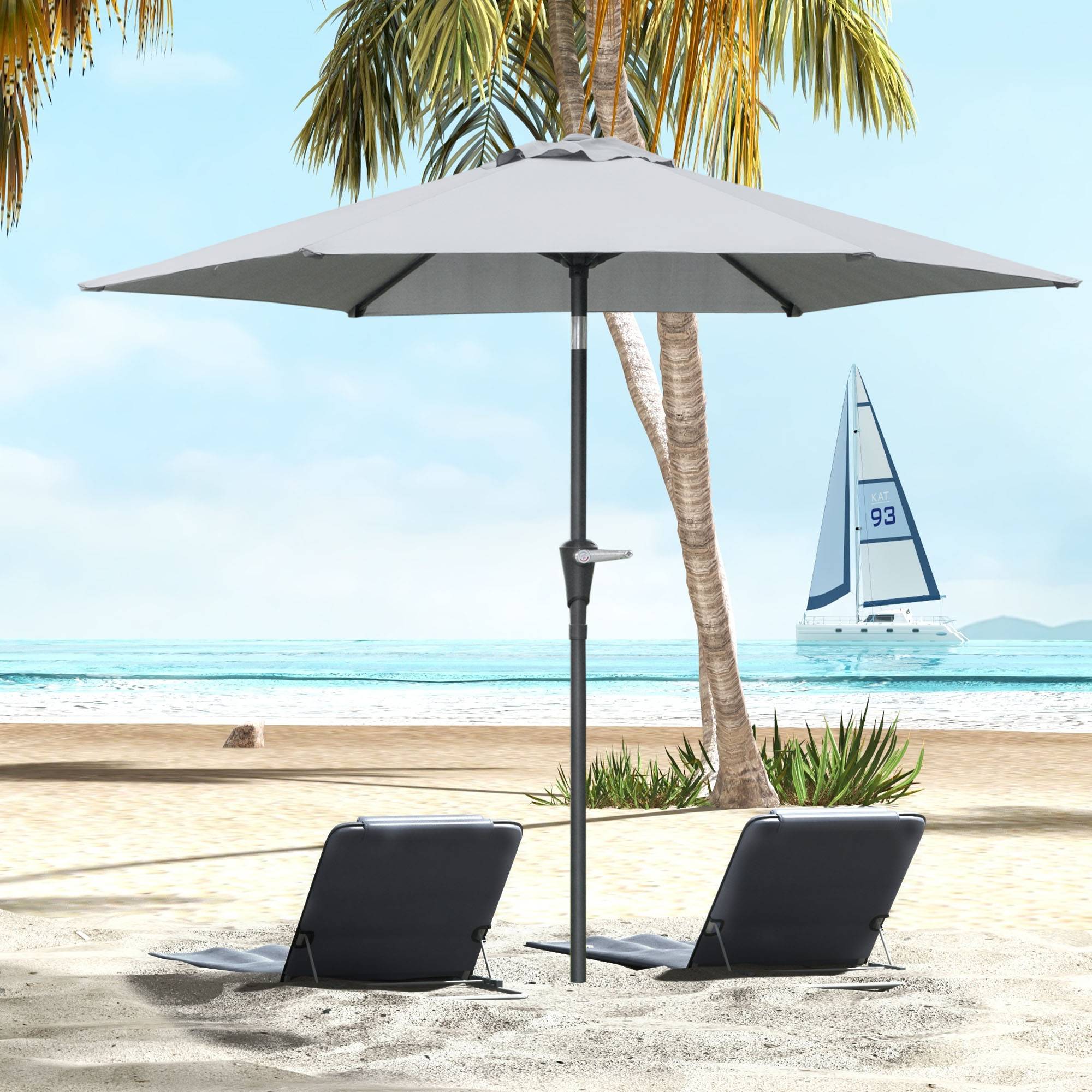 ComfortXL - Parasol inclinable extérieur métal pour jardin et patio ouverture manivelle Ø230 cm gris - ComfortXL Outdoor Living - Image 3