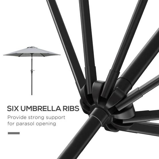ComfortXL - Parasol inclinable extérieur métal pour jardin et patio ouverture manivelle Ø230 cm gris - ComfortXL Outdoor Living - Image 10