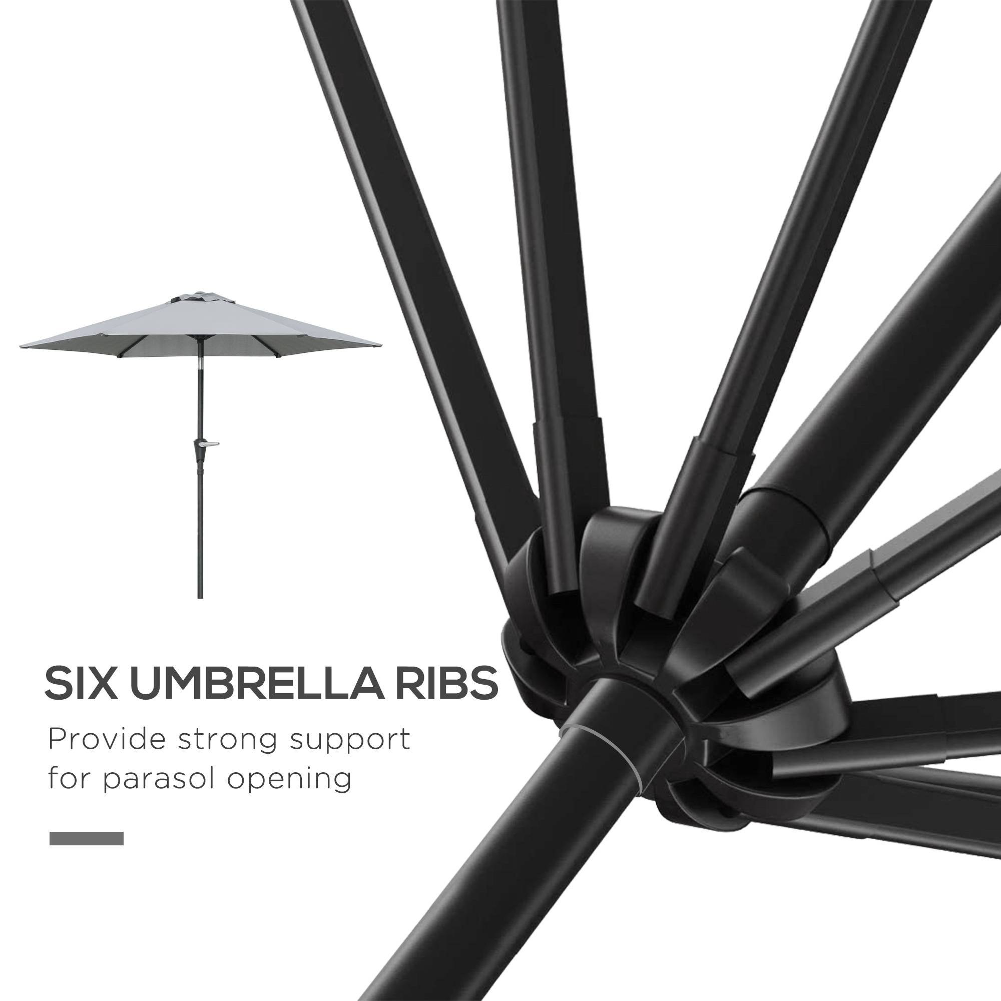 ComfortXL - Parasol inclinable extérieur métal pour jardin et patio ouverture manivelle Ø230 cm gris - ComfortXL Outdoor Living - Image 10