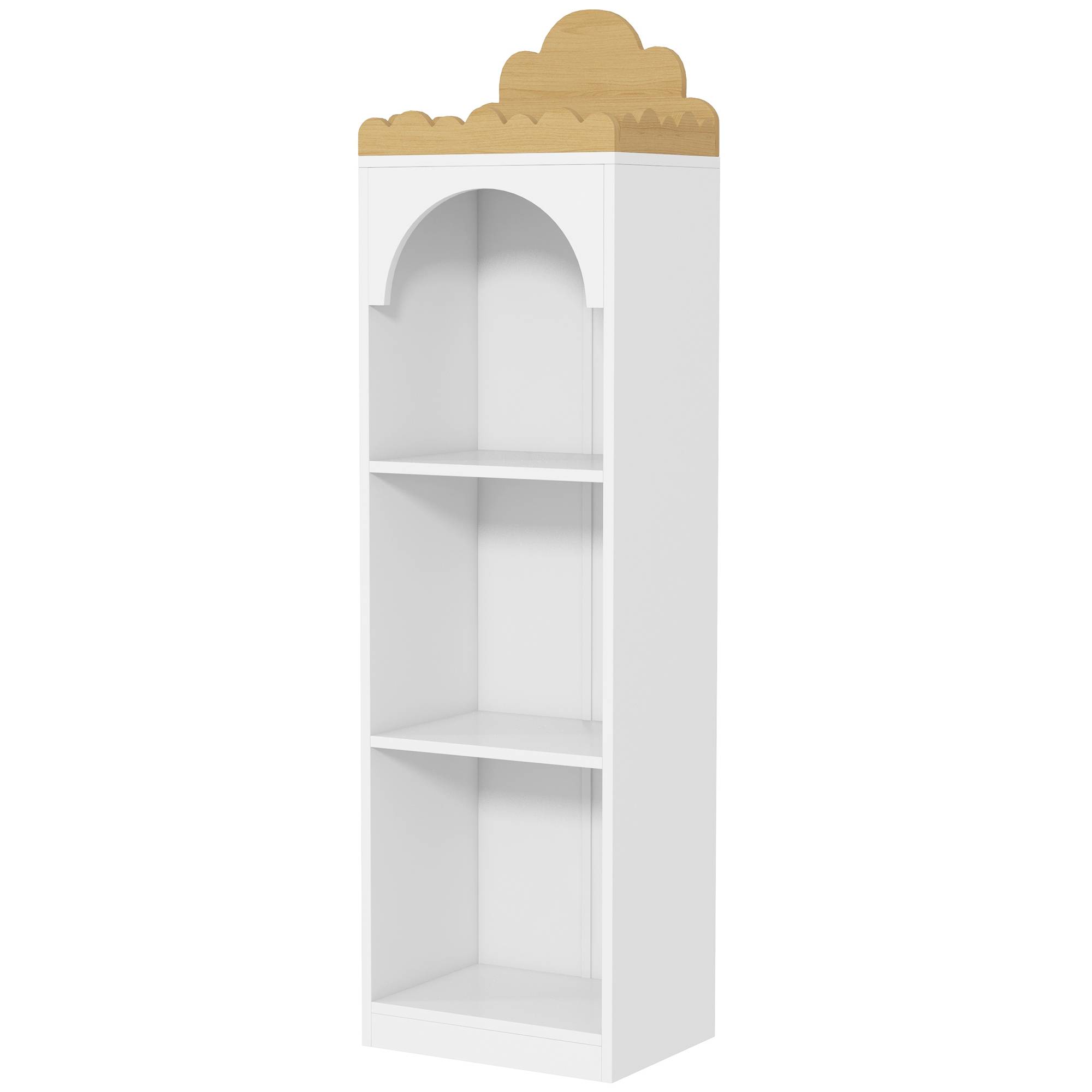 Bibliothèque enfant à 3 niveaux, idéale pour la chambre d'enfant, blanche et naturelle. - Image 2