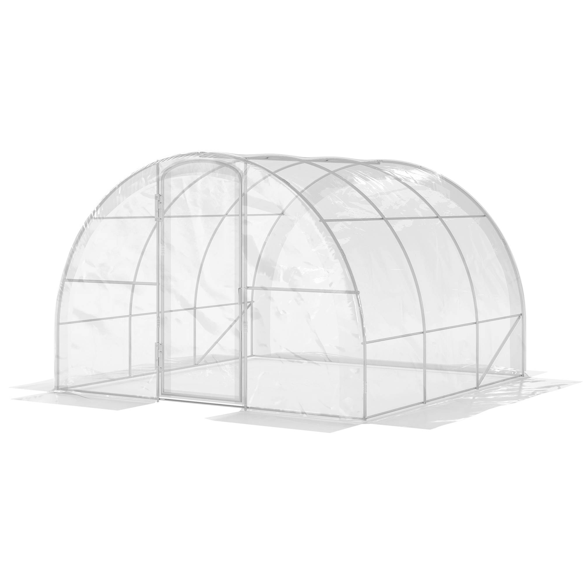 Serre de jardin tunnel 9m² avec porte rigide à charnières 3x3m Transparent - ComfortXL Outdoor Living - Image 2