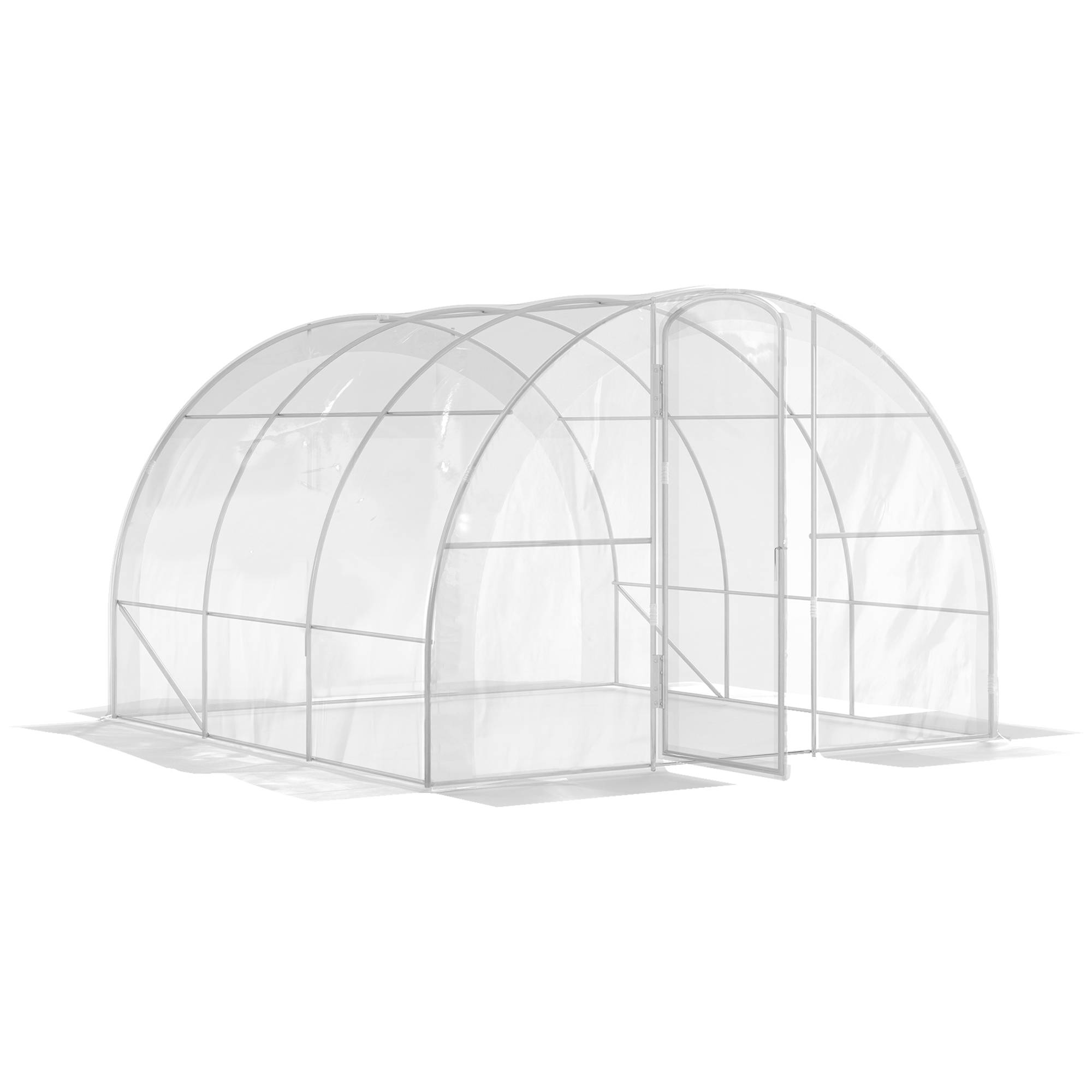 Serre de jardin tunnel 9m² avec porte rigide à charnières 3x3m Transparent - ComfortXL Outdoor Living - Image 1