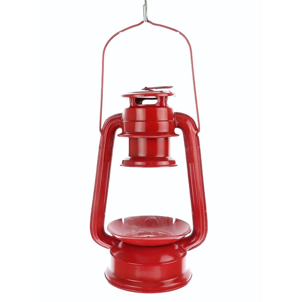 Mangeoire lanterne rouge à suspendre, hauteur 23 cm, pour oiseaux - Image 1