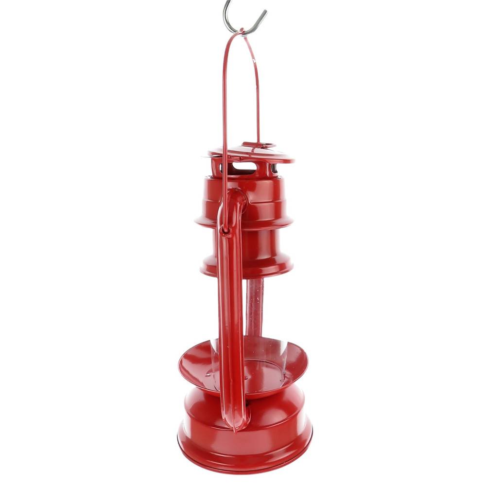Mangeoire lanterne rouge à suspendre, hauteur 23 cm, pour oiseaux - Image 2