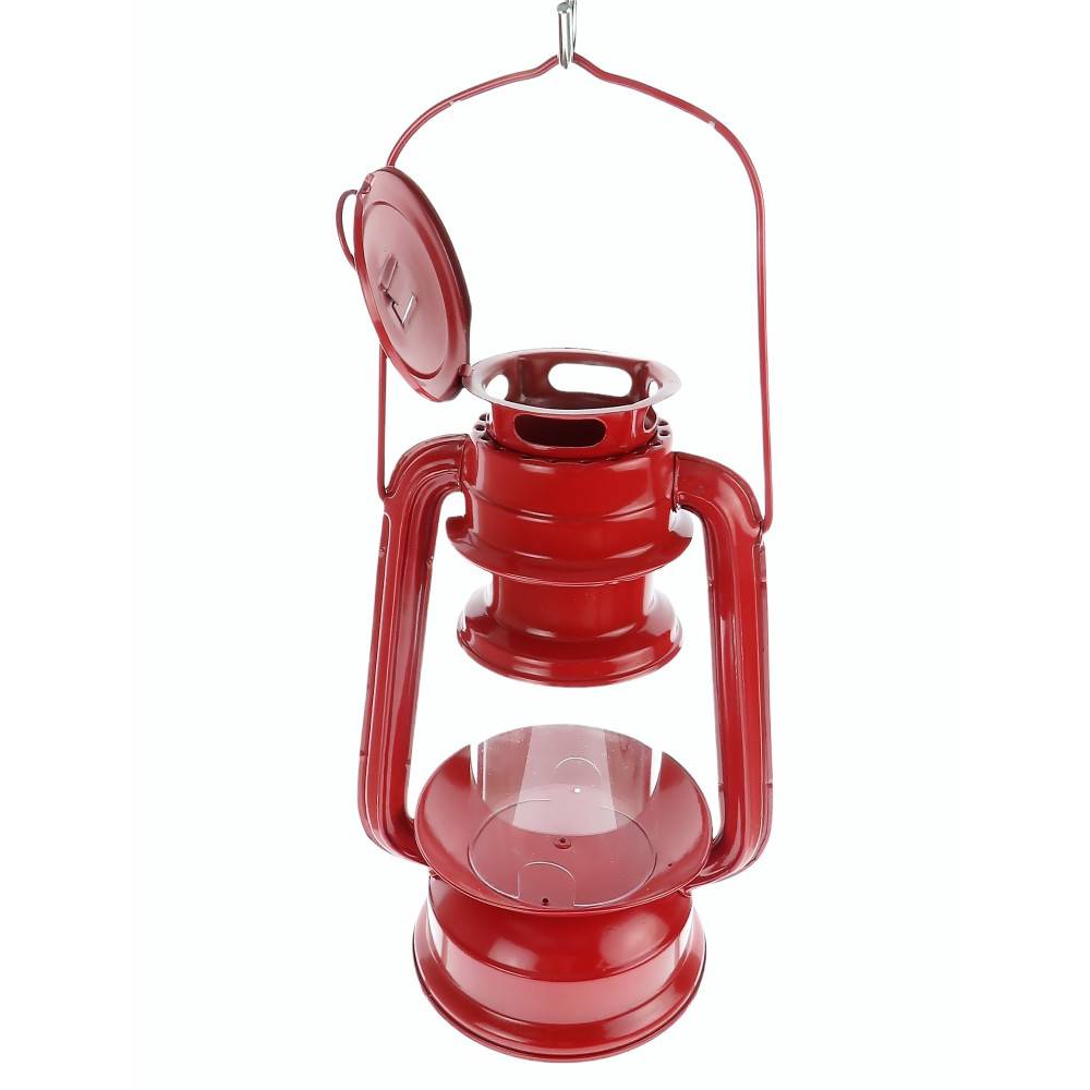 Mangeoire lanterne rouge à suspendre, hauteur 23 cm, pour oiseaux - Image 3