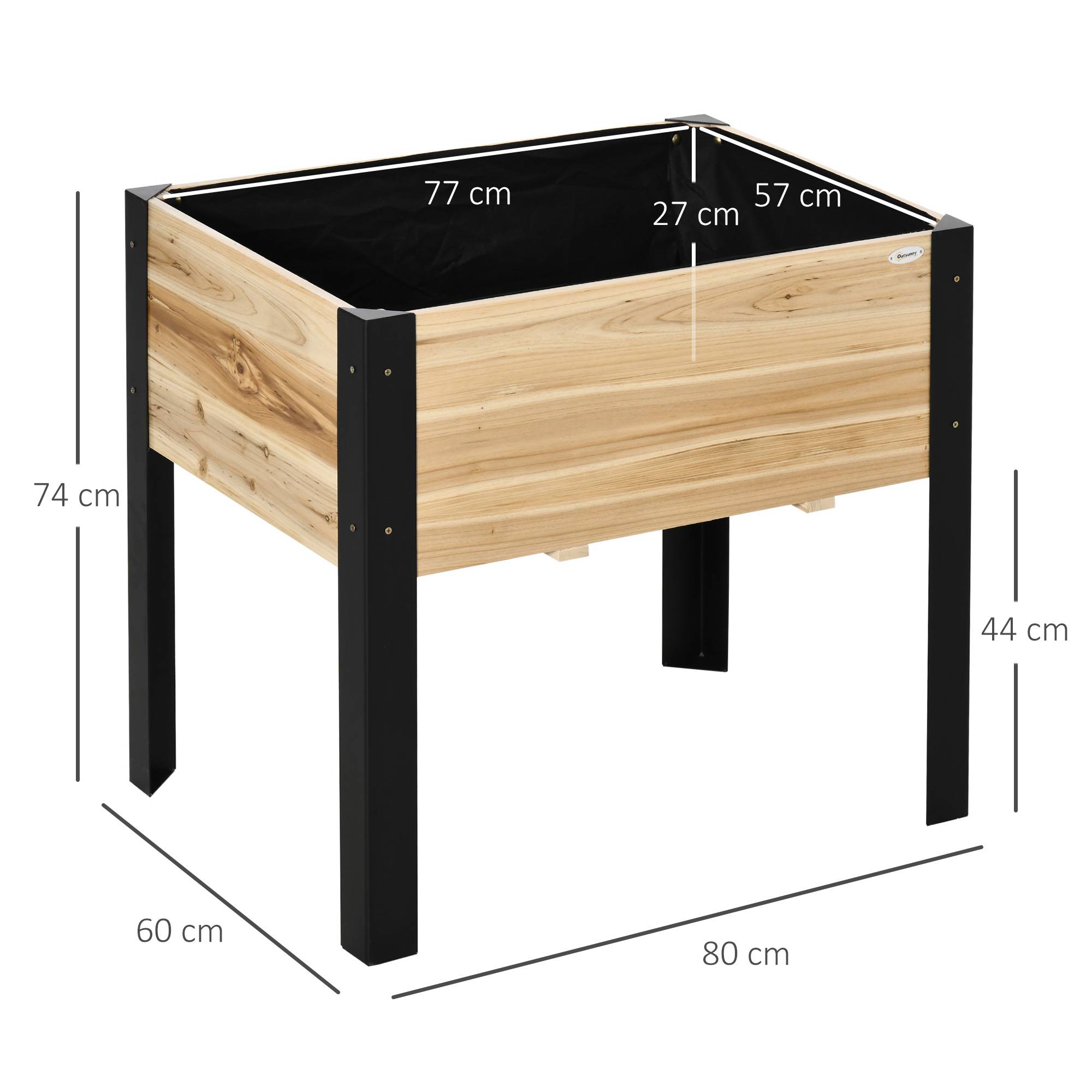 ComfortXL - Carré potager sur pieds Bois et métal pour balcon Culture avec feutre inclus 80cm naturel - ComfortXL Outdoor Living - Image 5
