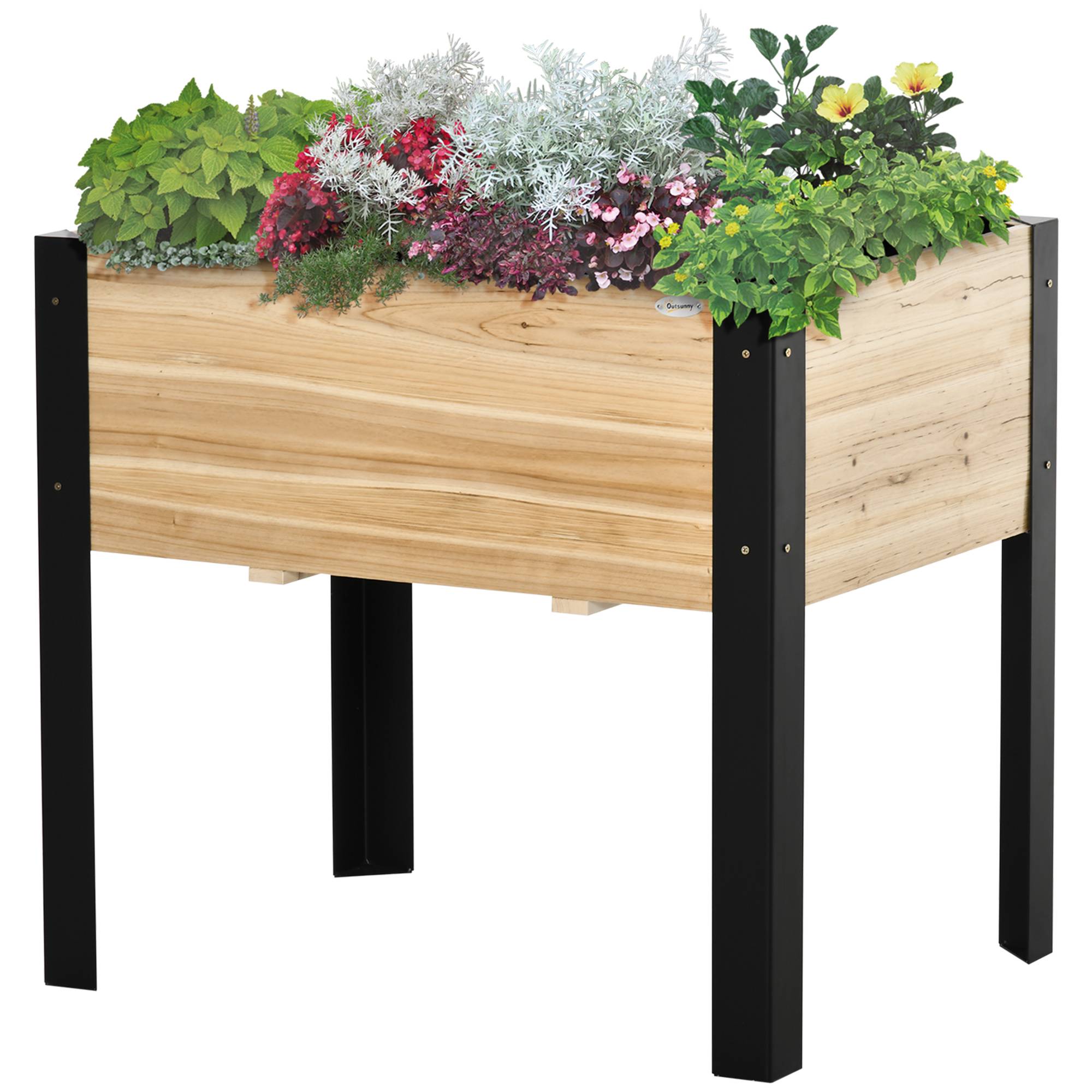 ComfortXL - Carré potager sur pieds Bois et métal pour balcon Culture avec feutre inclus 80cm naturel - ComfortXL Outdoor Living - Image 2