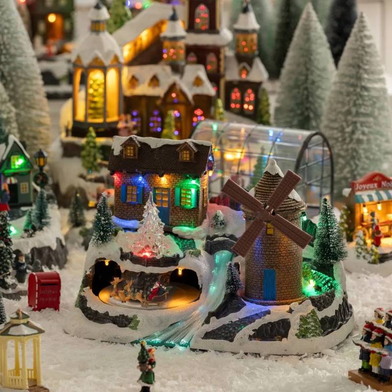 Village lumineux moulin à vent et père Noël musical 15 LED ATMOSPHERA CREATEUR D'INTERIEUR - Image 2