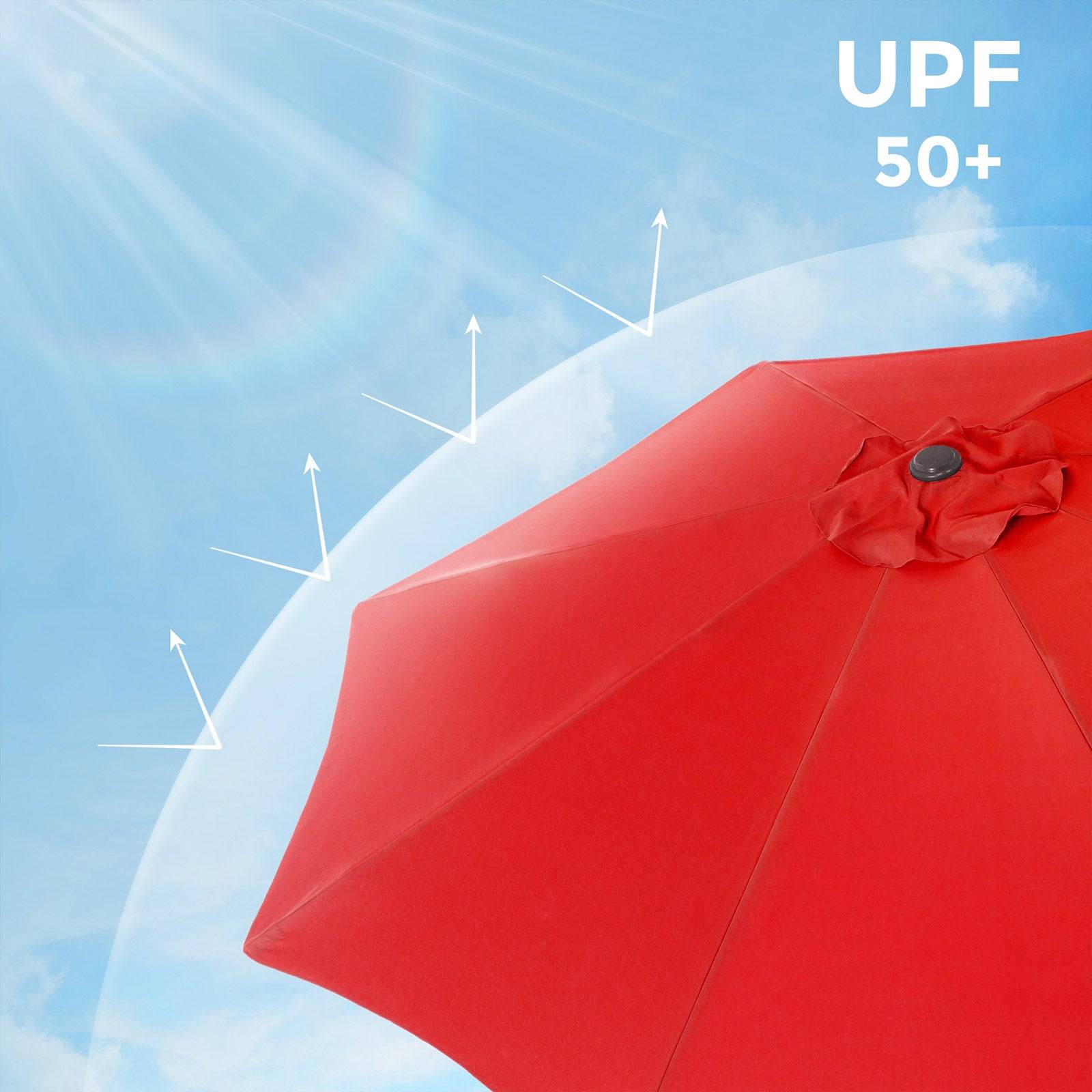 Helloshop26 - Parasol de jardin diamètre 3 m ombrelle protection UPF 50+ toile polyester octogonale inclinable manivelle balcon terrasse piscine plage sans socle r - Imagen 2
