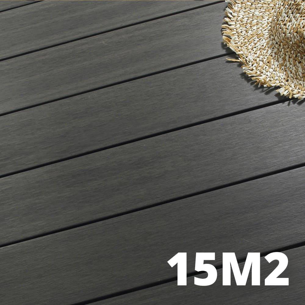 Kit Terrasse Composite NAVIA 15m² - Gris Foncé - 46 lames de terrasse (220 x 14.5 x 2.2 cm) - Fixation par Clips - Terrasse - Imagen 1