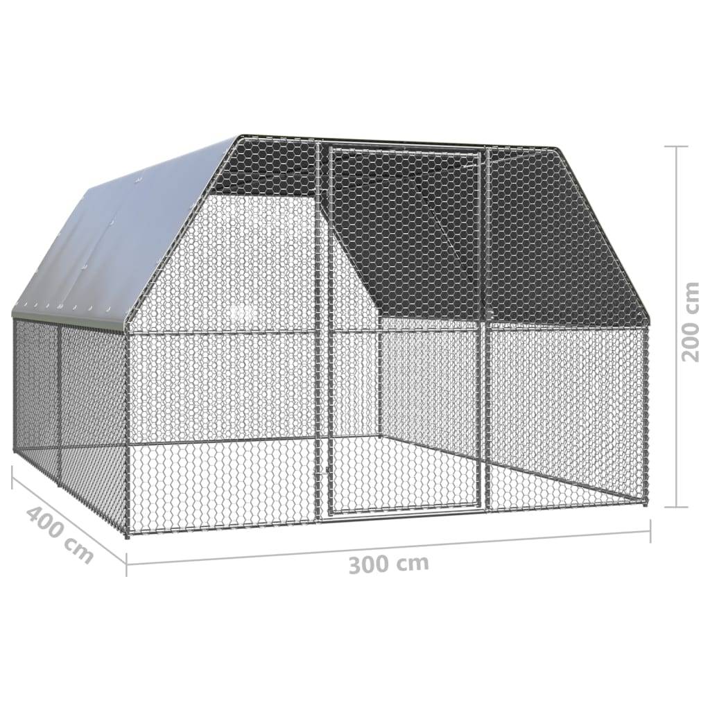 Poulailler d'extérieur 3 x 4 x 2 m acier galvanisé toit en PE - Image 5