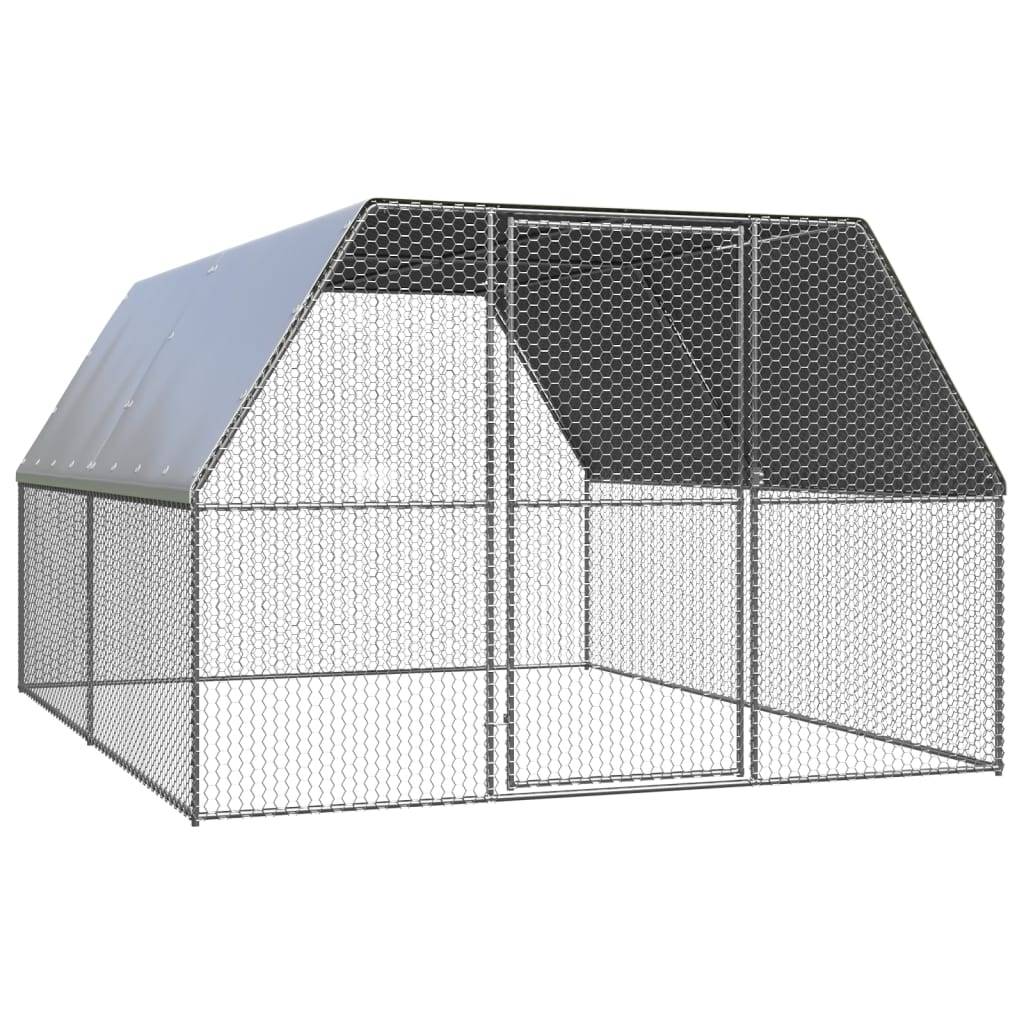 Poulailler d'extérieur 3 x 4 x 2 m acier galvanisé toit en PE - Image 1