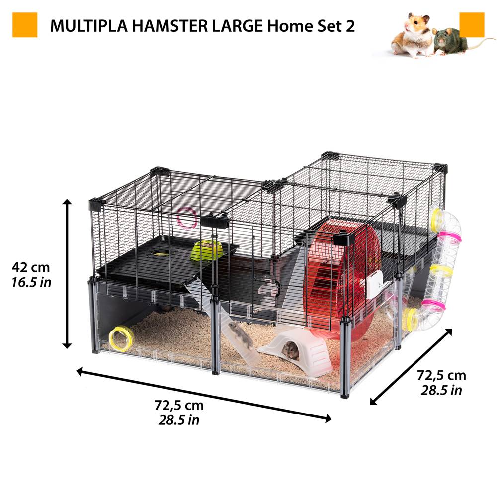 Ferplast - FERPLAST - Cage Hamster - Cage Souris - Cage Hamster Grande - Grillage Métallique - avec Accessoires - Modulaire - Multipla Hamster, 107,5 x 37,5 xh - Imagen 3